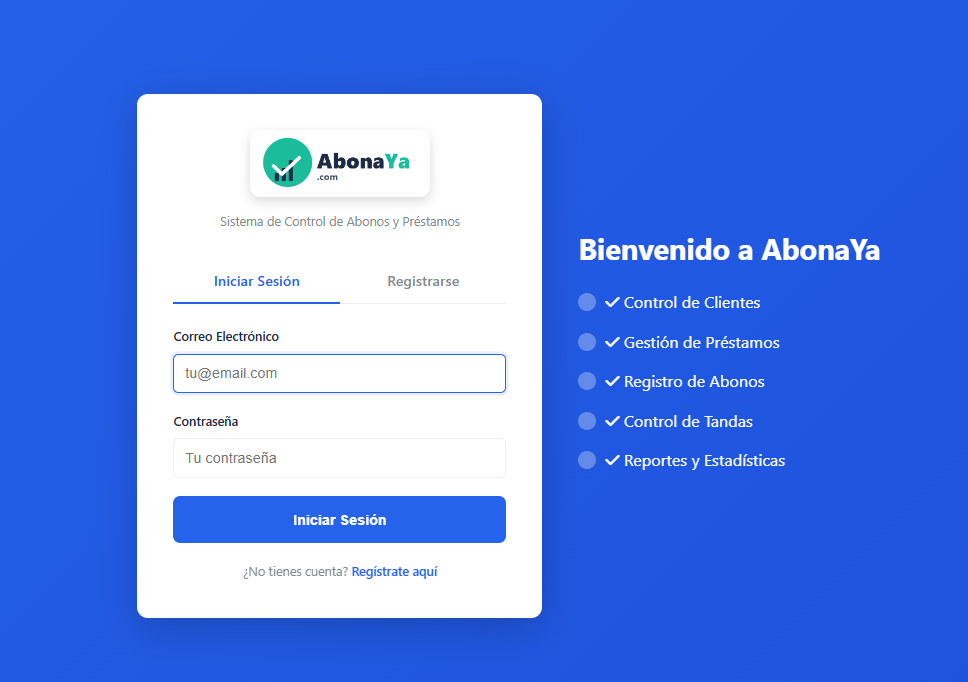 AbonaYa Dashboard Principal